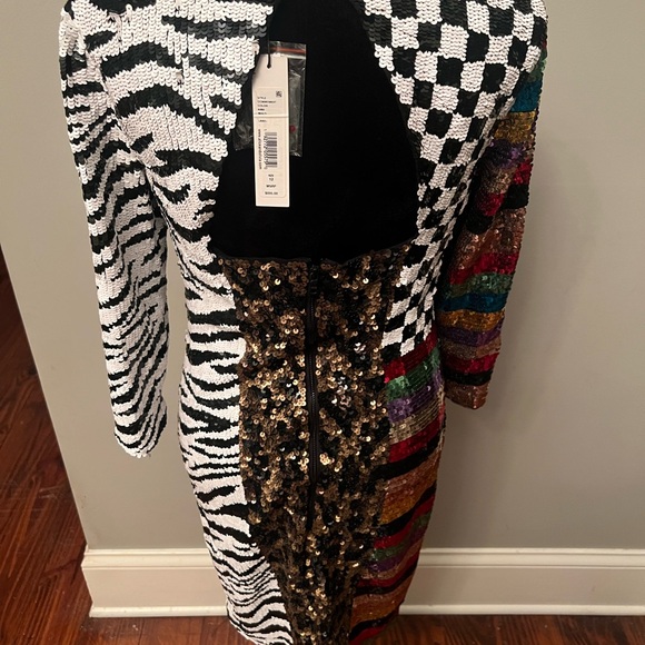 Multi color/multi print sequin cocktail dress - Picture 2 of 8